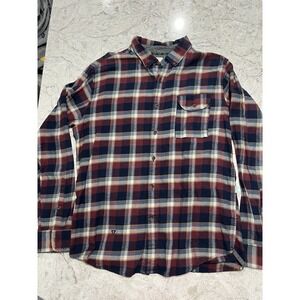 Vissla Men's Medium Long Sleeve Flannel‎ Shirt, Plaid, Blue, Red & White, Pocket